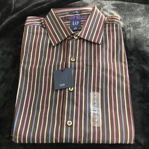 GAP Fitted Premium, LS, size M, 15-15.5, button down shirt, stripes.